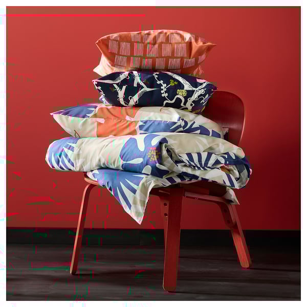 HYLSNEJLIKA Duvet cover and 2 pillowcases, multicolour, 200x230/50x80 cm