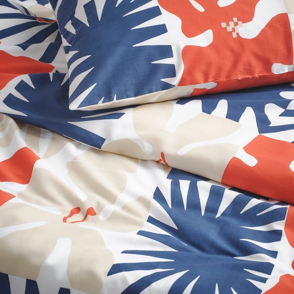 HYLSNEJLIKA Duvet cover and pillowcase, multicolour, 150x200/50x80 cm