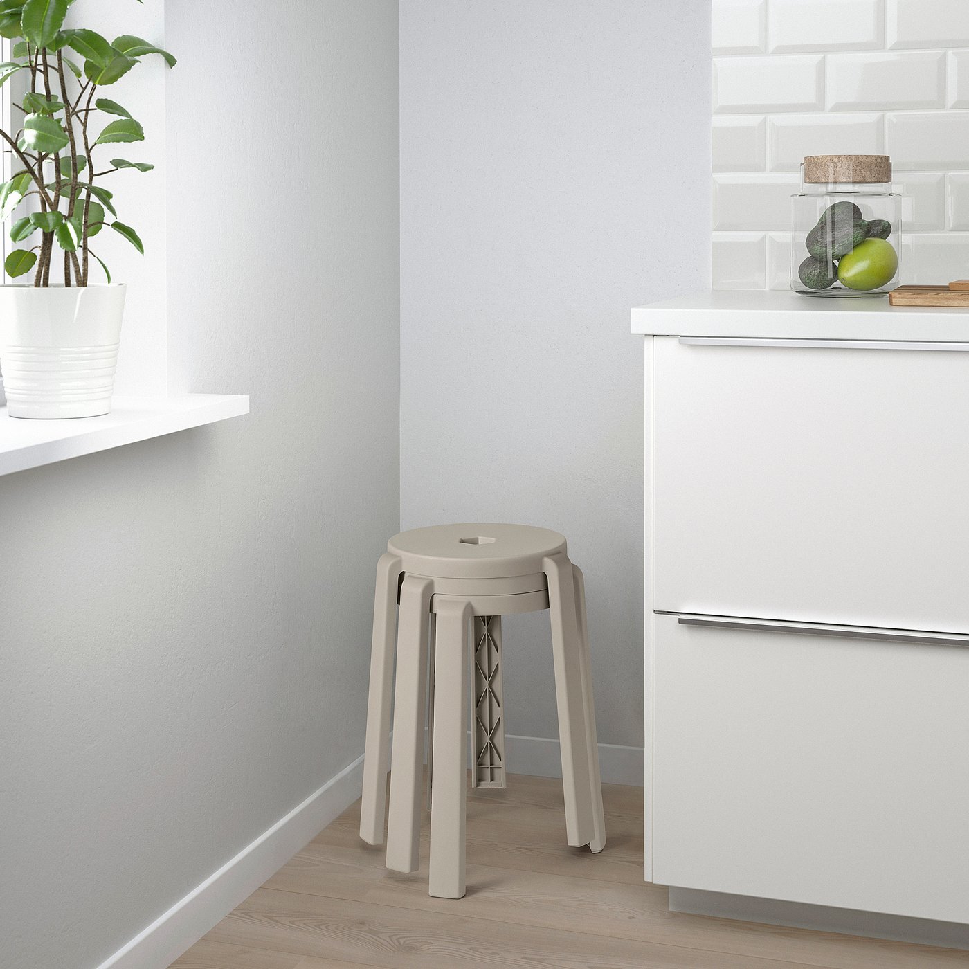 IBBARBO stool, beige - IKEA