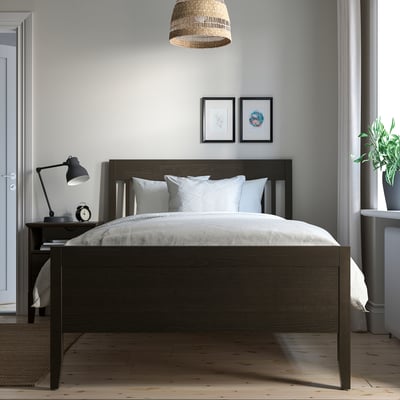 IDANÄS Bed frame, dark brown/Lönset, 120x200 cm