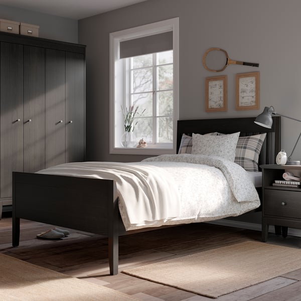 IDANÄS Bed frame, dark brown stained, 120x200 cm