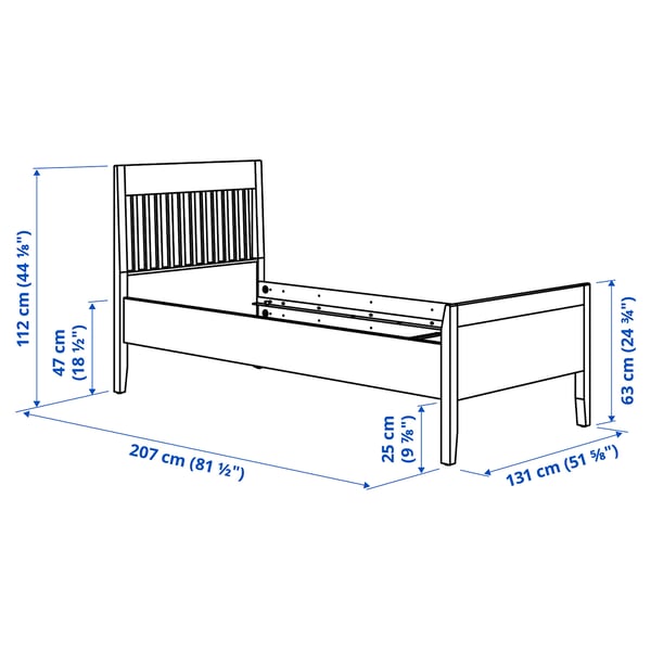 IDANÄS Bed frame, dark brown stained, 120x200 cm