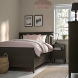 IDANÄS Bed frame with storage, dark brown stained, 120x200 cm