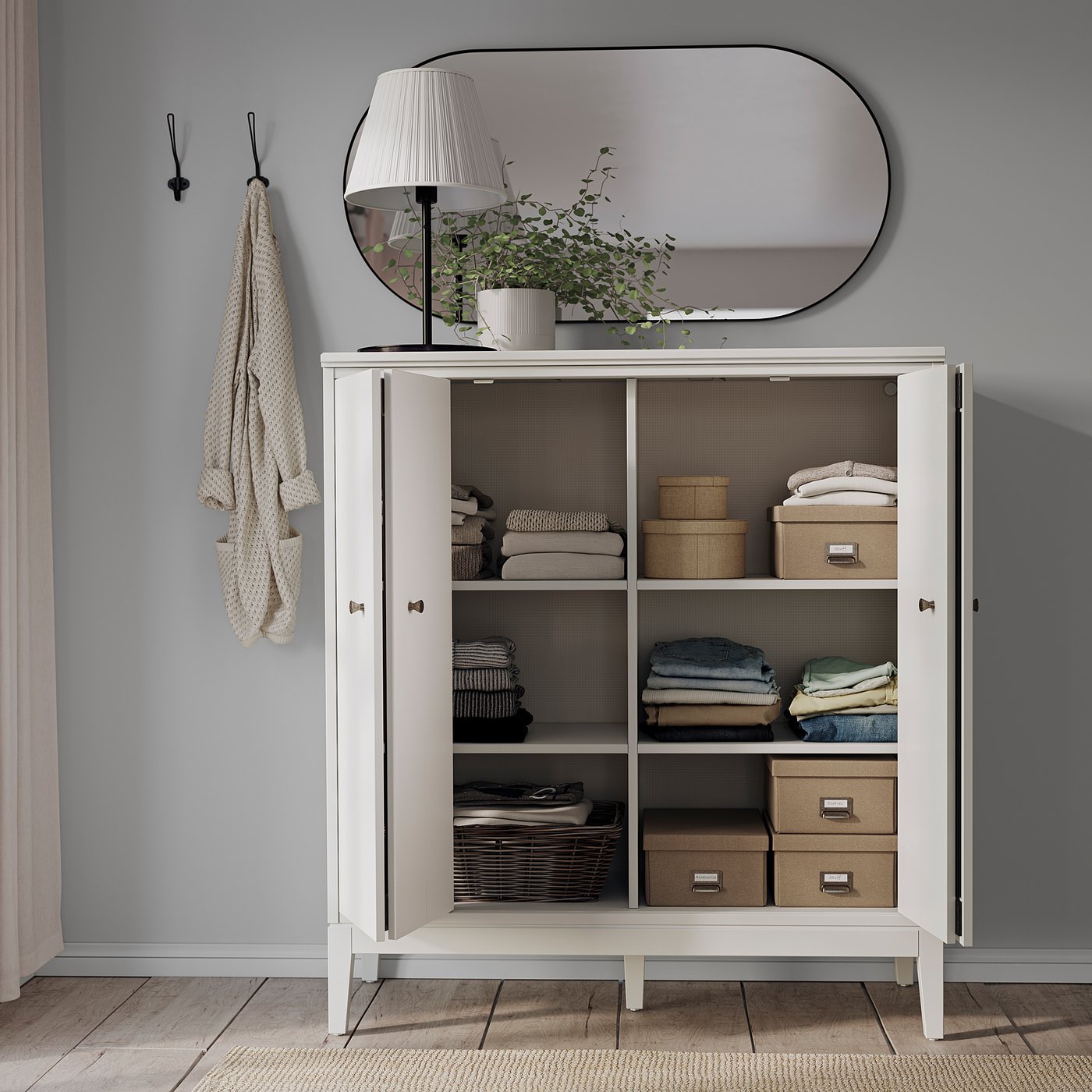 IDANÄS cabinet with bi-folding doors, white, 121x135 cm - IKEA