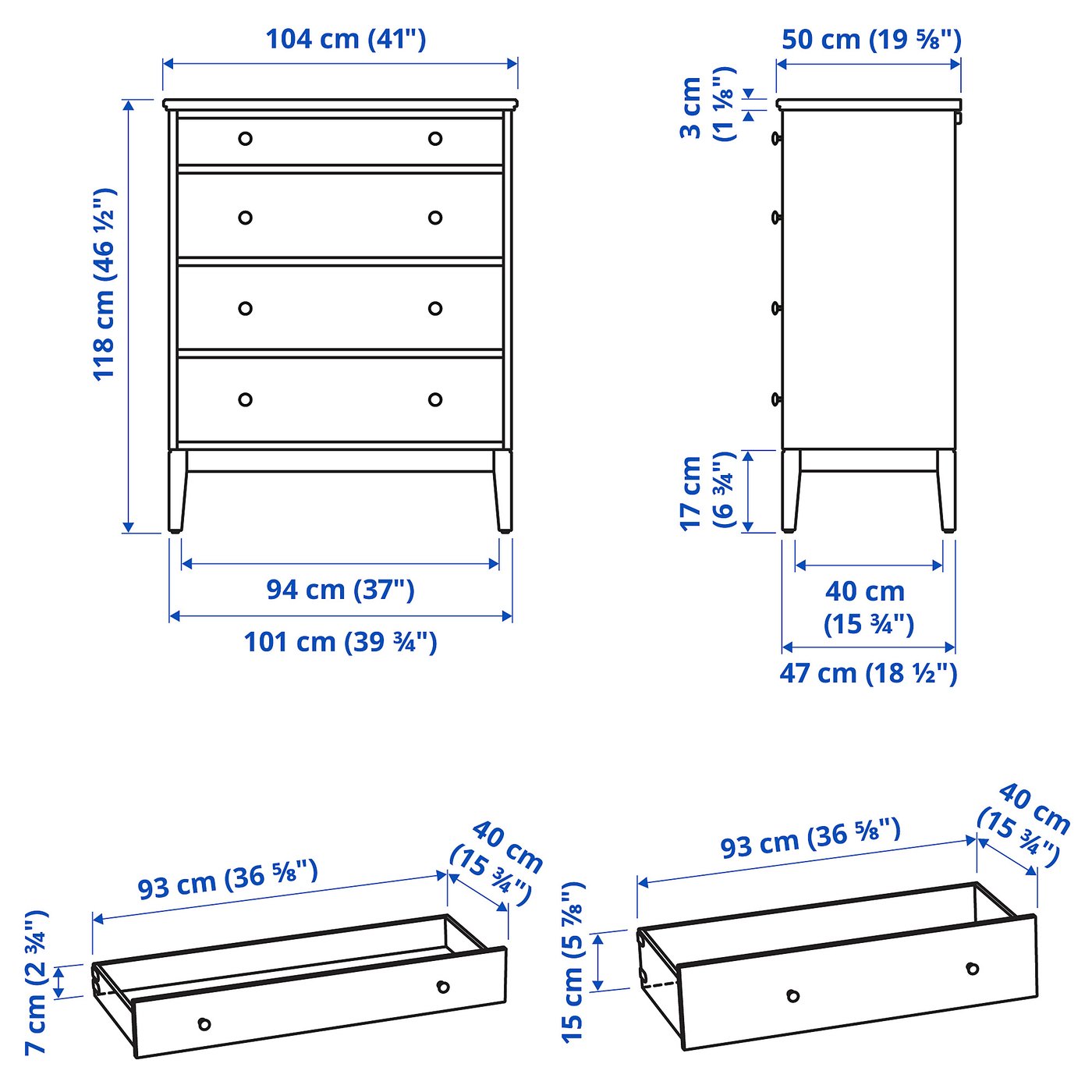 IDANÄS chest of 4 drawers, dark brown stained, 104x118 cm - IKEA
