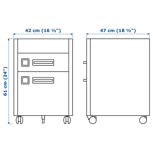 IDÅSEN Drawer unit on castors, beige, 42x61 cm