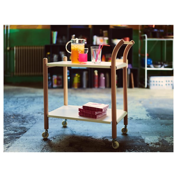 Ikea Ps 17 Side Table On Castors Beech White 69x40 Cm Ikea