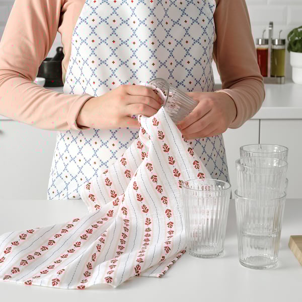 INAMARIA Tea towel, patterned red/pink, 45x60 cm