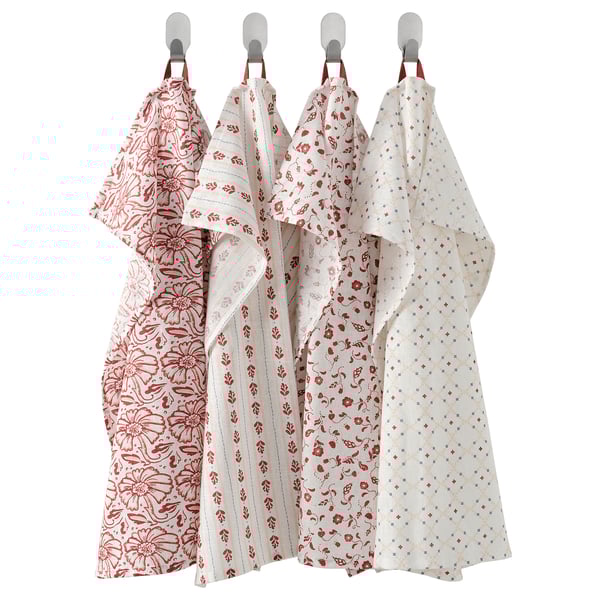 INAMARIA Tea towel, patterned red/pink, 45x60 cm