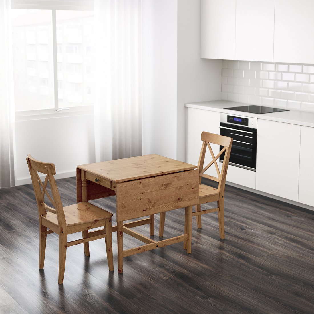 INGATORP Dropleaf table, antique stain, 65/123x78 cm IKEA