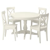 INGATORP / INGOLF Table and 4 chairs, white/white, 110/155 cm