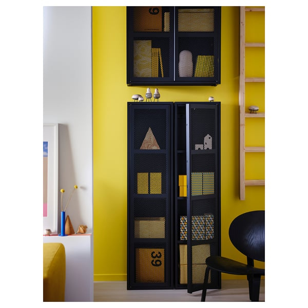 IVAR Cabinet with doors, black mesh, 63x113/4x325/8 - IKEA