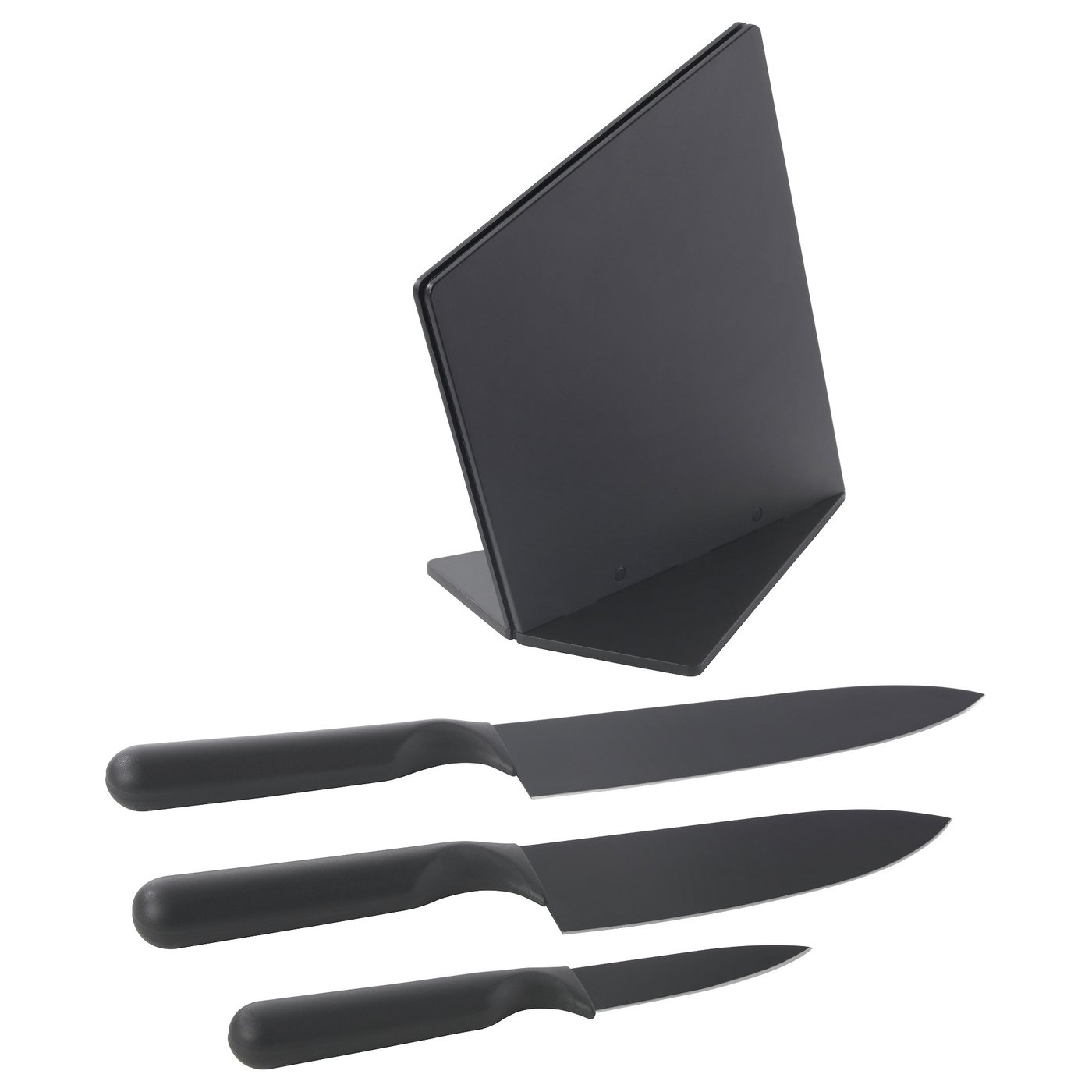 JÄMFÖRA knife block with 3 knives, black - IKEA