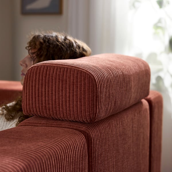 JÄTTEBO 2,5-seat mod sofa w chaise longue, left with headrest/Samsala brown-red