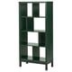 KALLAX: green, rectangular bookcase with open compartments, four sturdy legs.