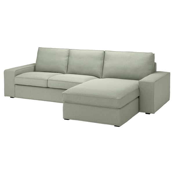 KIVIK 3-seat sofa with chaise longue, Gunnared light green