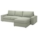 KIVIK 3-seat sofa with chaise longue, Gunnared light green