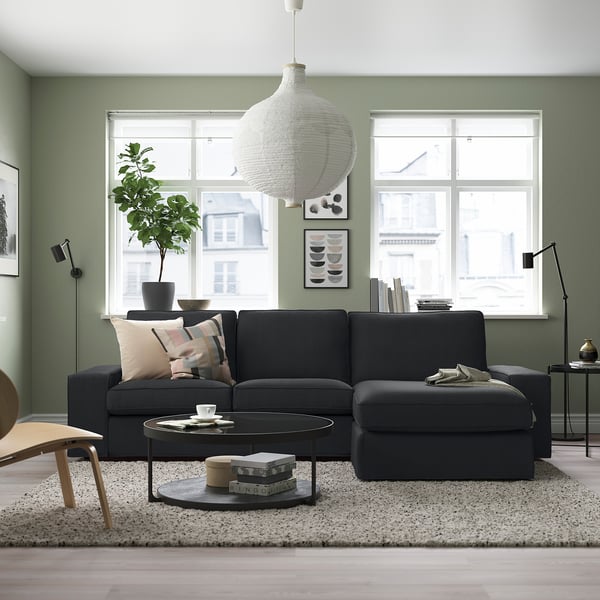 KIVIK 3-seat sofa with chaise longue, Tresund anthracite