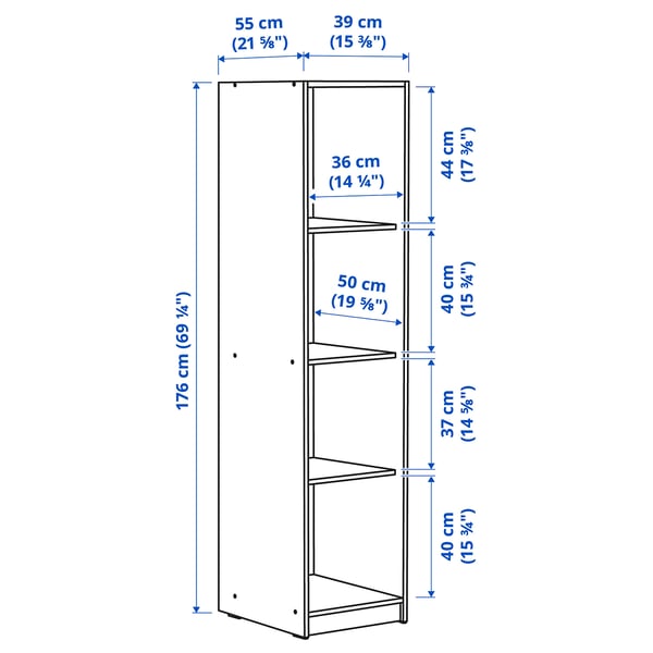 KLEPPSTAD Open wardrobe, white, 39x176 cm