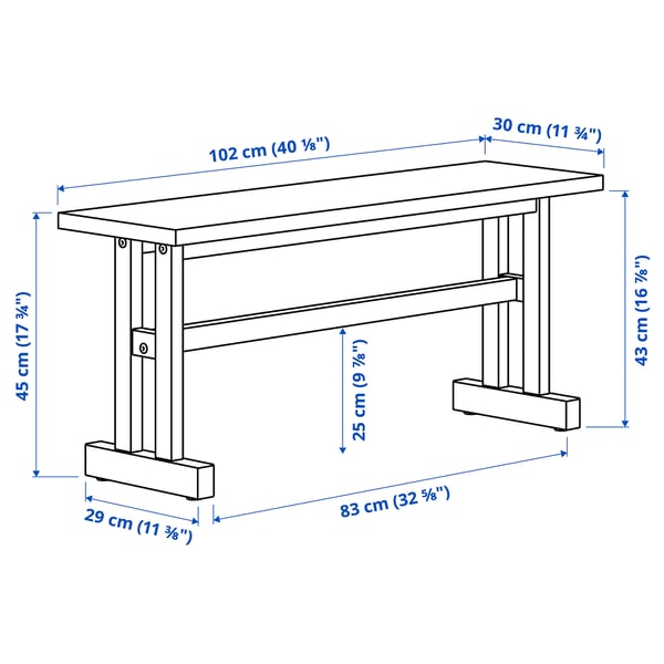 KLIMPFJÄLL Bench, grey-brown, 102 cm