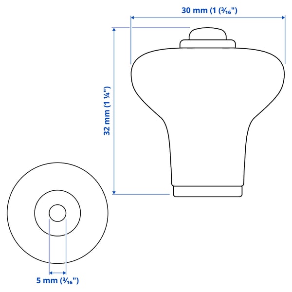 KLINGSTORP Knob, off-white/chrome-plated, 30 mm