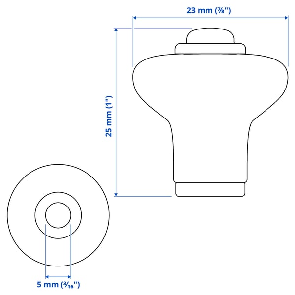 KLINGSTORP Knob, off-white/chrome-plated, 23 mm