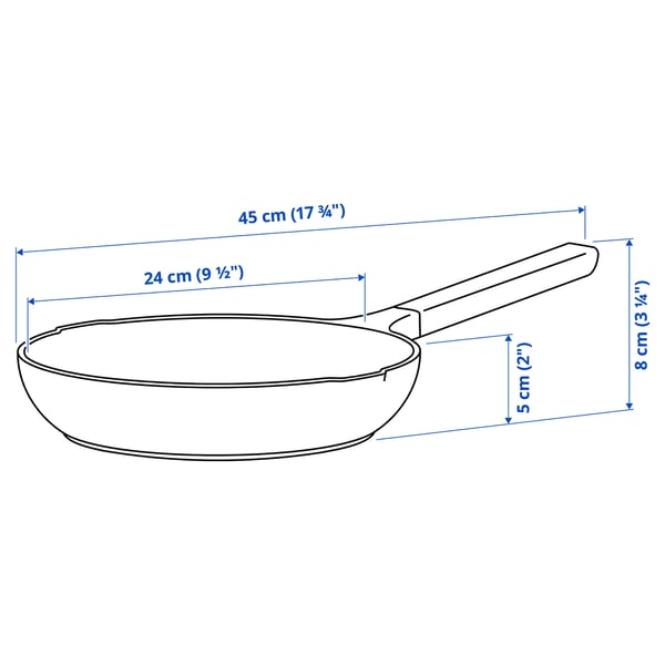 KLIPPFISK Frying pan, non-stick coating/wood dark grey-blue, 24 cm