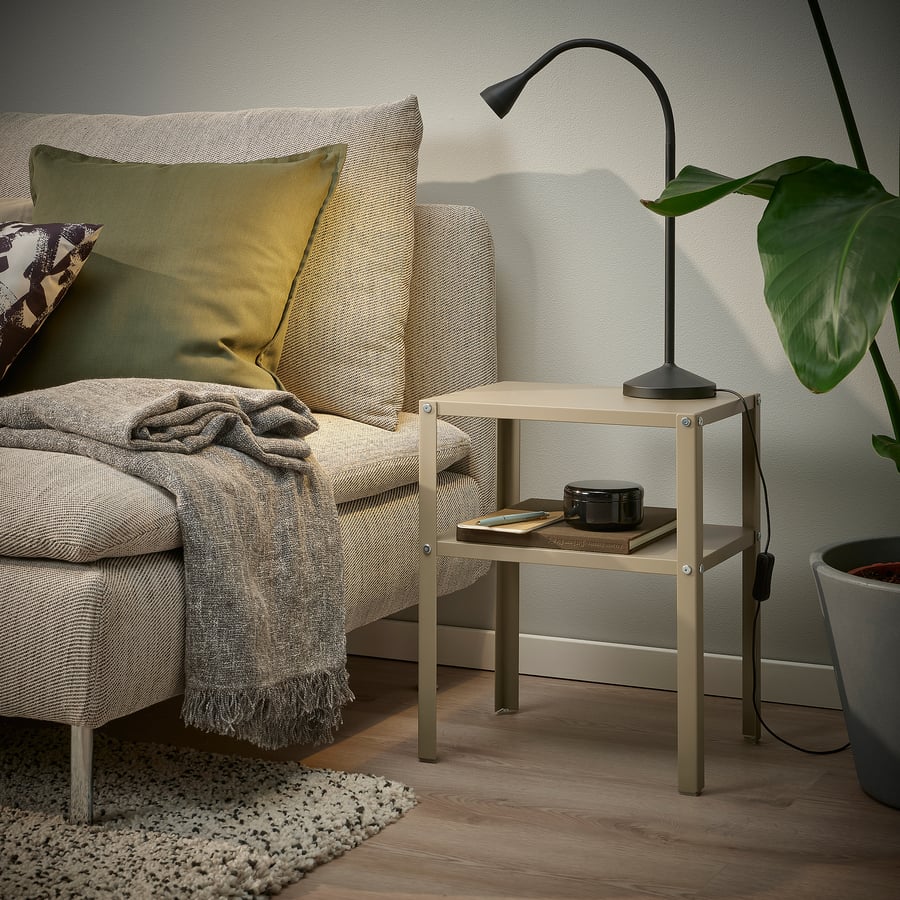 KNARREVIK Bedside table, beigegreen, 37x28 cm IKEA