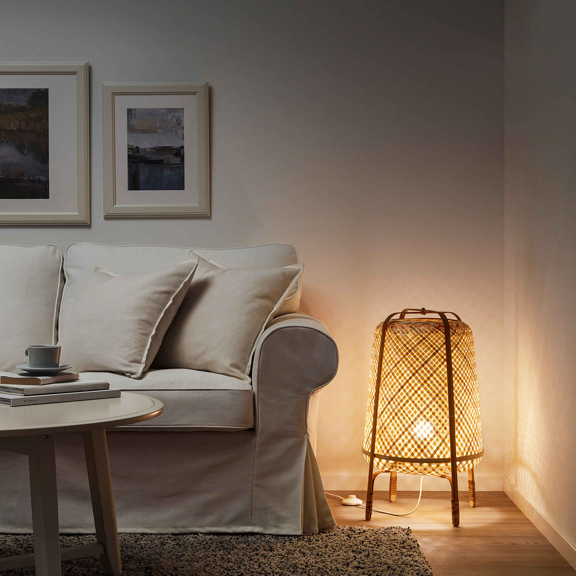 KNIXHULT Floor lamp, bamboo/handmade