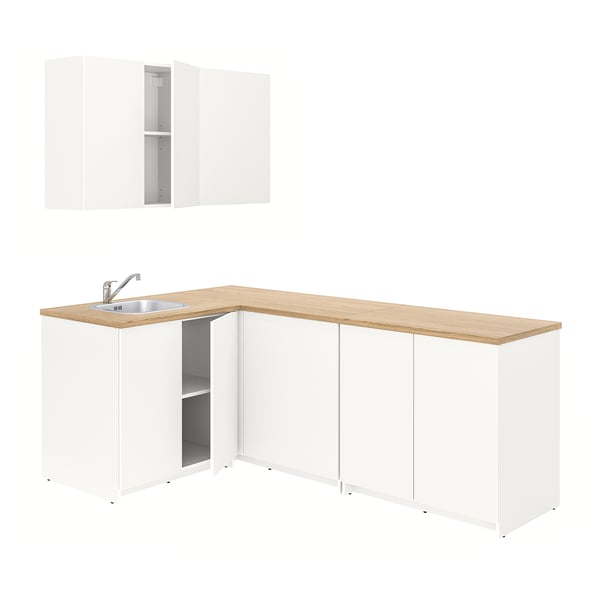 KNOXHULT Corner kitchen, white, 204x143x220 cm