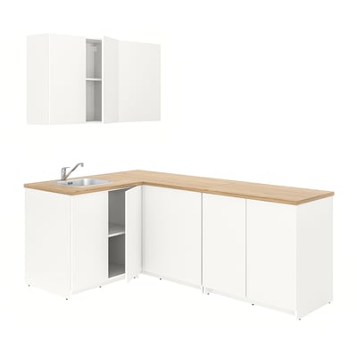 KNOXHULT Corner kitchen, white, 204x143x220 cm