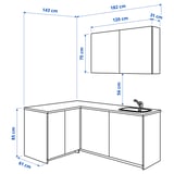 KNOXHULT Kitchen, white, 182x143x220 cm