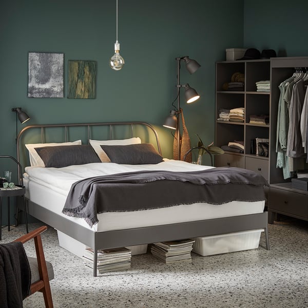 KOPARDAL Bed frame, grey/Luröy, 150x200 cm