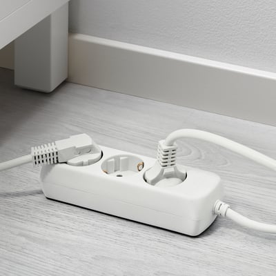 KOPPLA 3-way socket, earthed white, 1.5 m