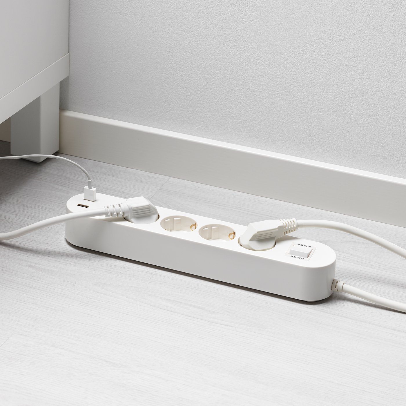 KOPPLA 4-way socket with 2 USB ports, white, 3.0 m - IKEA