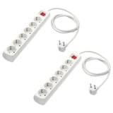KOPPLA 6-way socket with switch, earthed white, 1.5 m