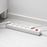 KOPPLA 6-way socket with switch, earthed white, 1.5 m