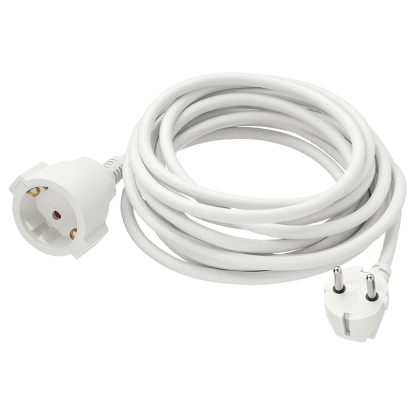KOPPLA Extension cord, earthed white, 5 m