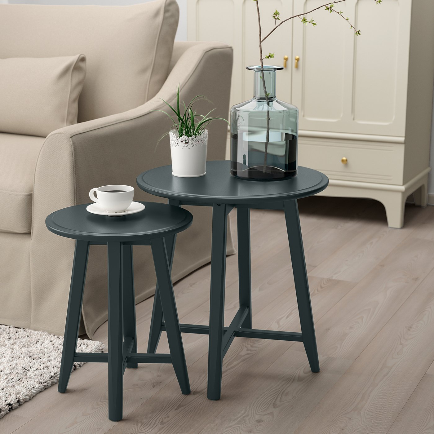 Kragsta Nest Of Tables Set Of 2 Dark Blue Green Ikea