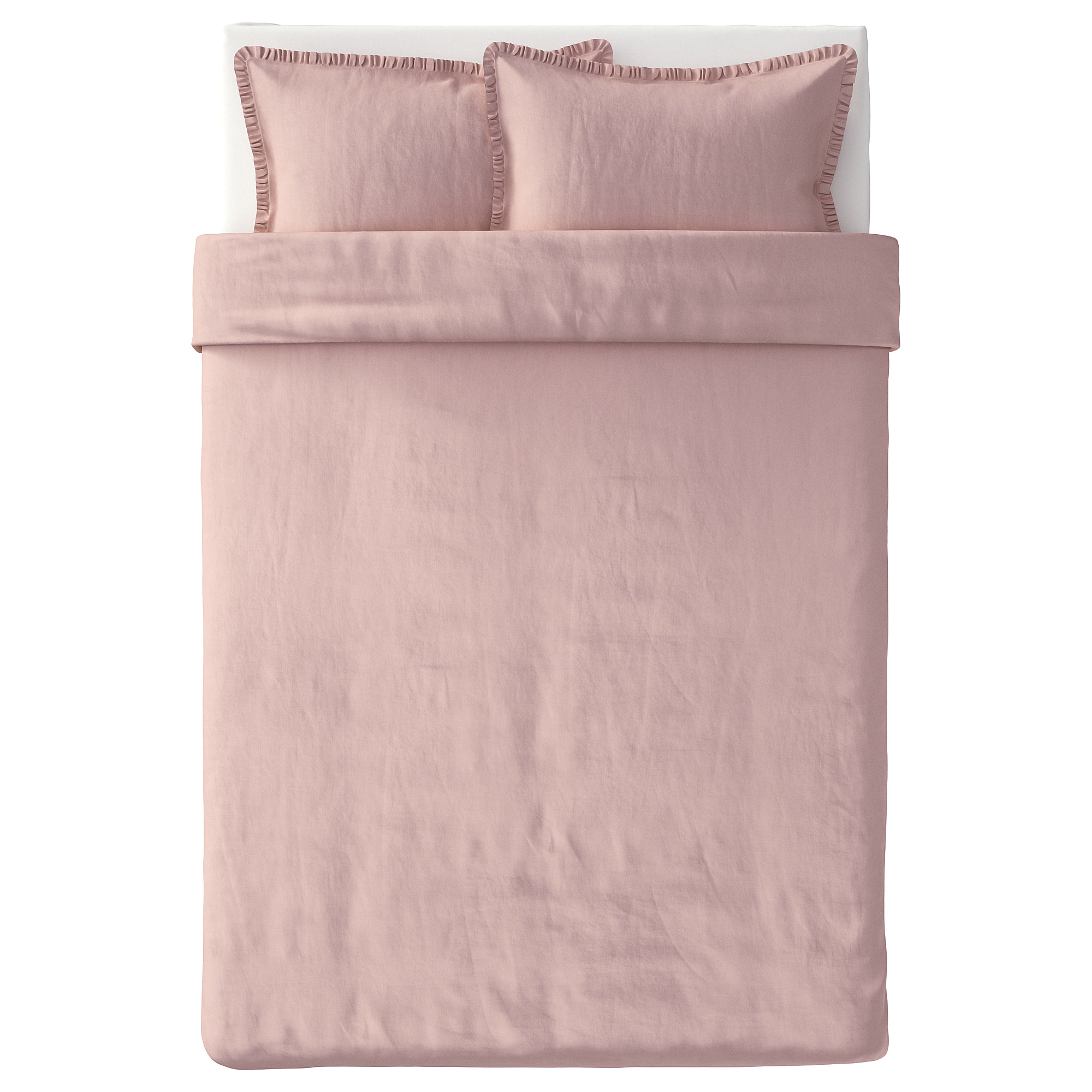 KRANSKRAGE Quilt cover and 2 pillowcases, light pink, 200x230/50x80 cm