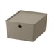 Option: KUGGIS Box with lid, dark grey-beige, 26x35x15 cm