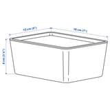 KUGGIS Box with lid, light grey, 13x18x8 cm