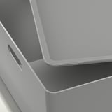 KUGGIS Box with lid, light grey, 37x54x21 cm