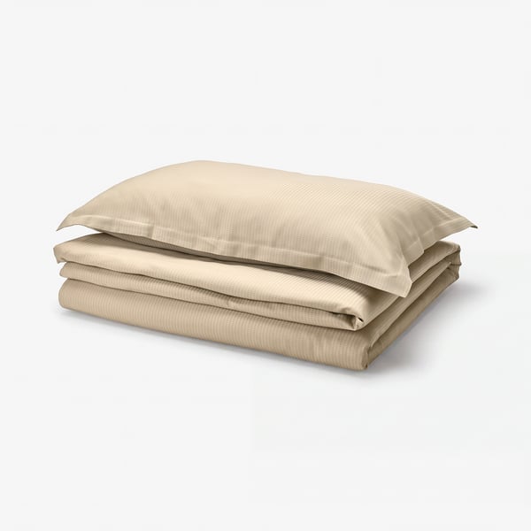 LÄKEVÄNDEROT Duvet cover and pillowcase, beige, 150x200/50x80 cm