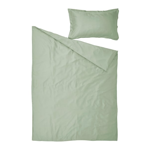 LÄKEVÄNDEROT Duvet cover and pillowcase, light grey-green, 150x200/50x80 cm