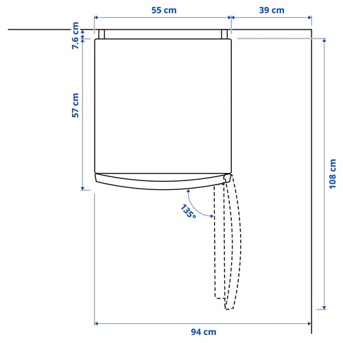 Illustration with measurements for the product: LAGAN.