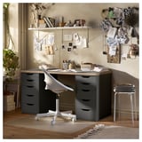 LAGKAPTEN / ALEX Desk, grey/wood effect, 140x60 cm