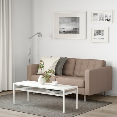 LANDSKRONA 2-seat sofa, Grann/Bomstad dark beige/metal