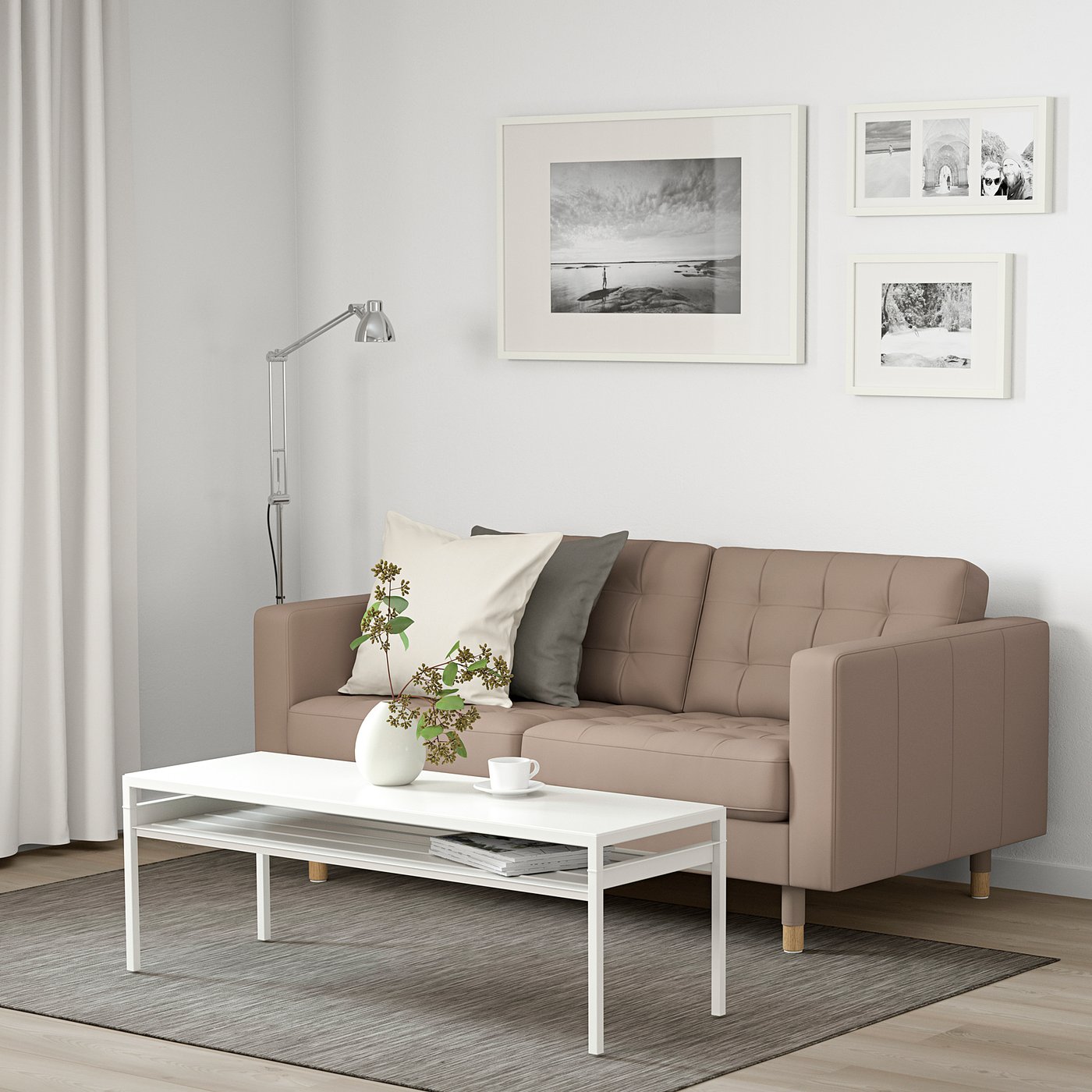 IKEA ソファー　LANDSKRONA LANDSKRONA 2-seat sofa, Grann/Bomstad dark beige/wood - IKEA