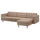 LANDSKRONA 4-seat sofa, with chaise longue/Grann/Bomstad dark beige/metal